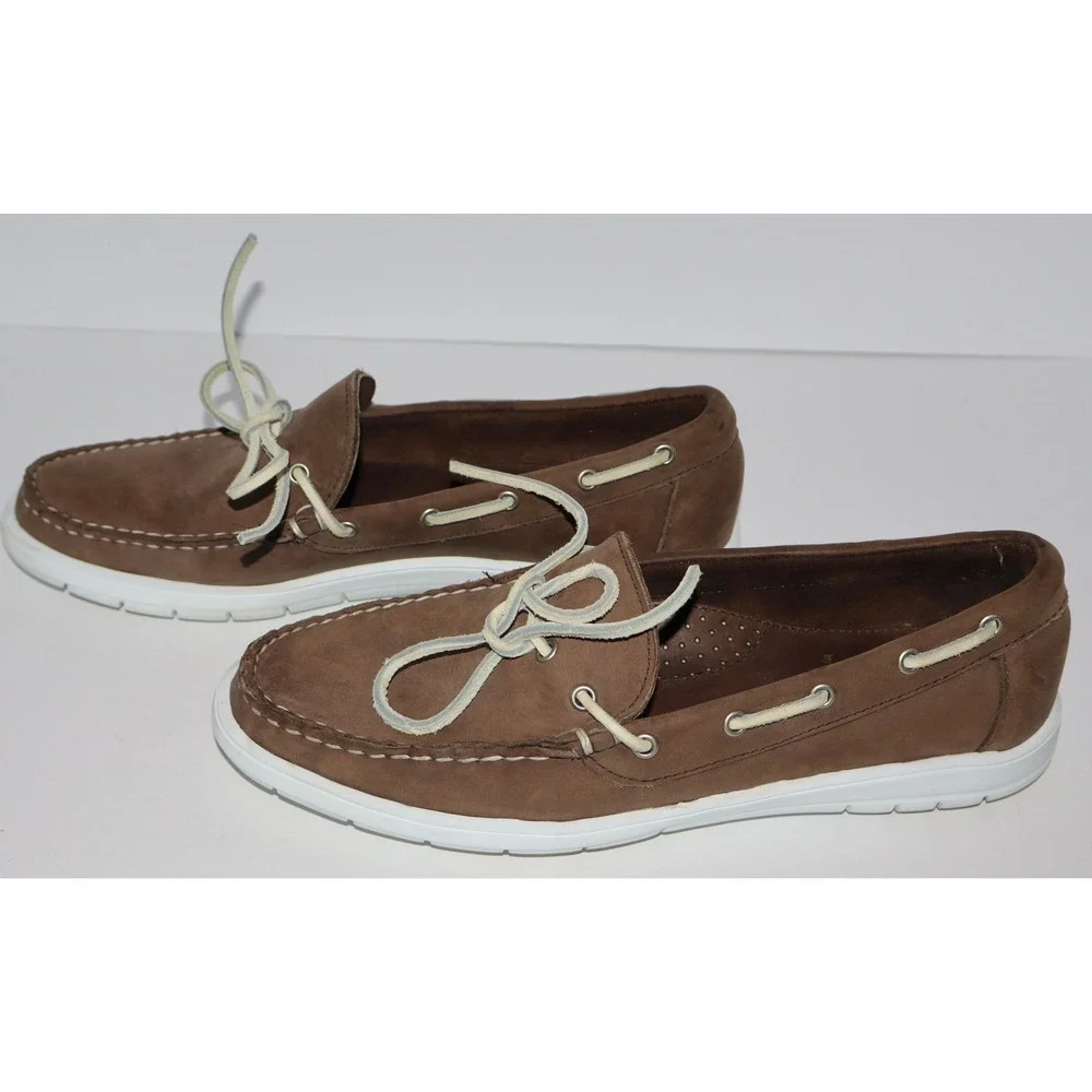 Allen Edmonds Ely Mens Brown Boat Shoes Extra Light Sole Loafers Size 9 D